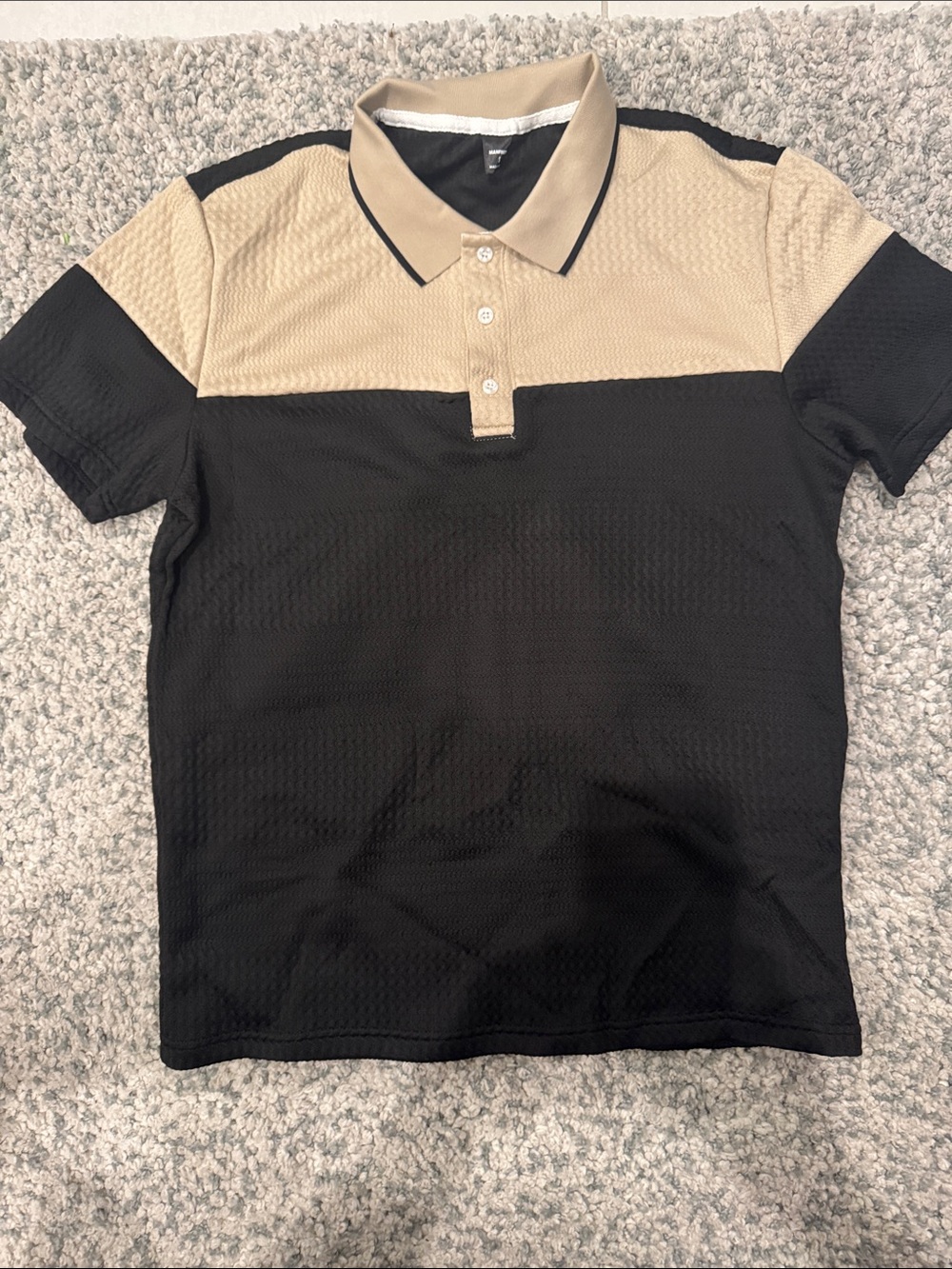 Men's Two-Tone Black and Tan Polo Shirt